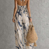 Jumpsuit a Scollo Halter con Stampa Inchiostro