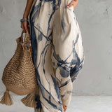 Jumpsuit a Scollo Halter con Stampa Inchiostro