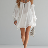 Abito Mini Fluttuante in Stile Bohemien con Spalle Scoperte