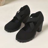 Scarpe Mary Jane da donna con plateau, cinturini incrociati e tacco alto