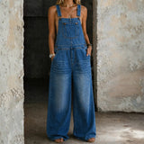 Adele - Salopette in denim con elastico in vita