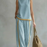 Ursula - Set Elegante e Casual di Gilet e Pantaloni con Finiture Bicolore