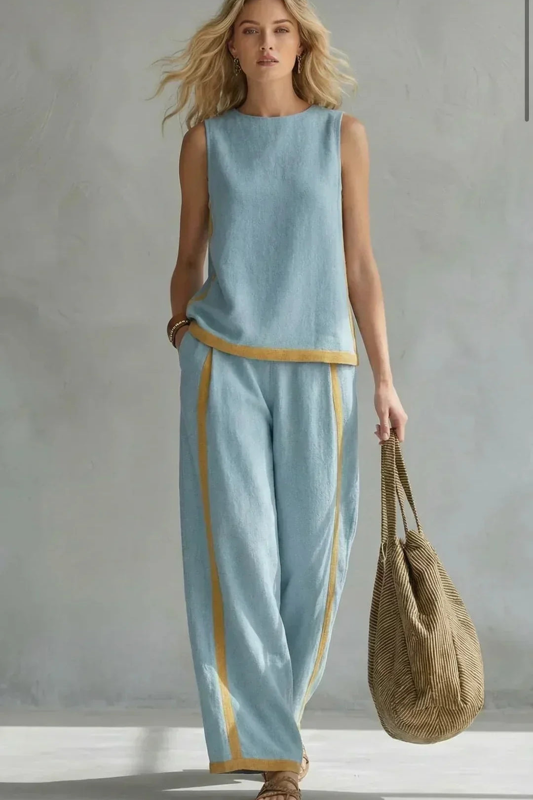 Ursula - Set Elegante e Casual di Gilet e Pantaloni con Finiture Bicolore