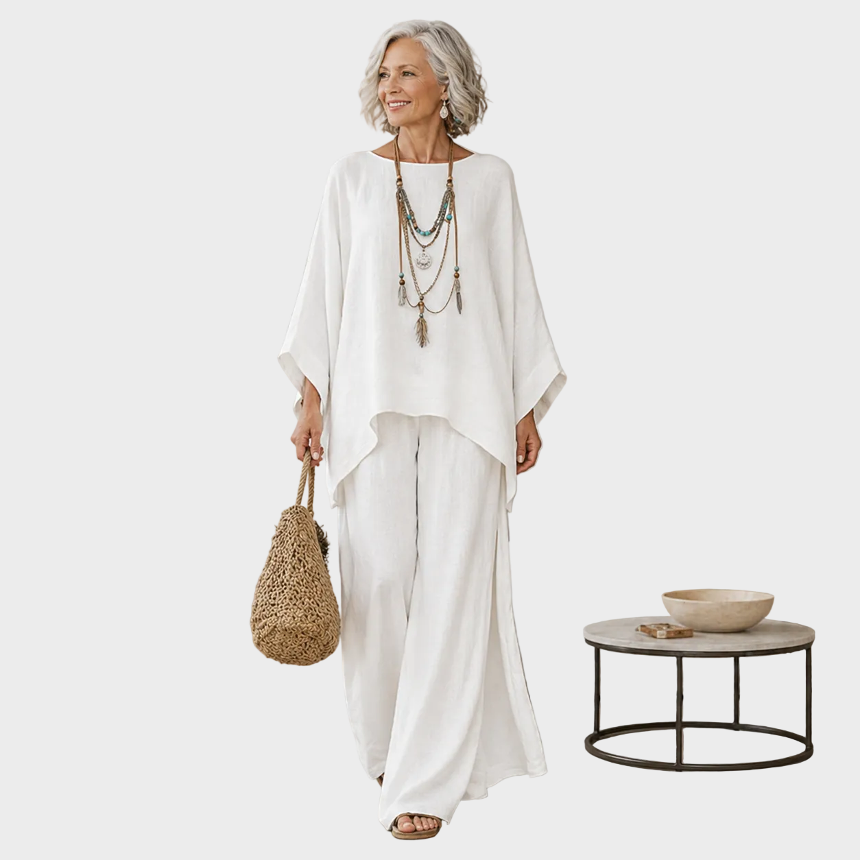 Beata - Completo elegante in lino in due pezzi