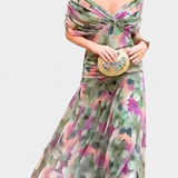 Maddalena - Abito lungo a fiori con scollo a V