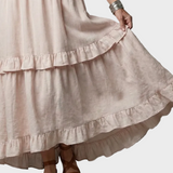 Katia - Abito lungo con collo all'americana e balze