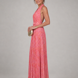 Rosalie | Abito maxi con collo a halter plissettato