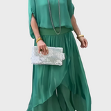 Stella - Top ampio e pantaloni con spacco – Completo due pezzi in chiffon