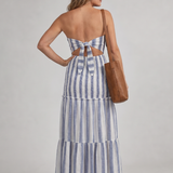Amandine | Abito midi a righe senza spalline