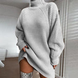 Abito Maglione con Collo Alto e Maniche Raglan