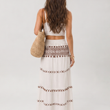 Sylvie | Abito midi ricamato con spalline sottili