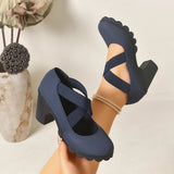 Scarpe Mary Jane da donna con plateau, cinturini incrociati e tacco alto