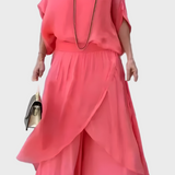 Stella - Top ampio e pantaloni con spacco – Completo due pezzi in chiffon