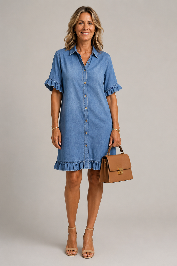 Margaux | Abito effetto denim con bottoni
