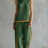 Ursula - Set Elegante e Casual di Gilet e Pantaloni con Finiture Bicolore