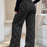 Pantaloni Donna Invernali in Felpa Jacquard con Fodera Calda