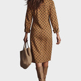 Abito midi in ecopelle a pois
