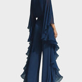 Aurora - Completo elegante in chiffon con balze