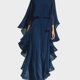 Aurora - Completo elegante in chiffon con balze