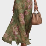 Livia - Abito lungo elegante con collo all'americana a fiori