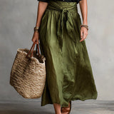 RIVER | Set di Due Pezzi: Top Nero e Gonna Midi Verde Oliva