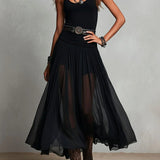 Set Top Nero e Gonna Maxi in Tulle
