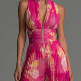 Tuta Senza Maniche in Chiffon Plissettata con Zip