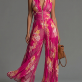 Tuta Senza Maniche in Chiffon Plissettata con Zip