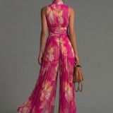 Tuta Senza Maniche in Chiffon Plissettata con Zip
