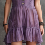 Abito Mini in Chiffon con Maniche a Puff e Righe Arricciate