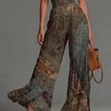 Tuta Senza Maniche in Chiffon con Stampa Etnica Bohemien