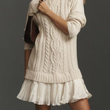 Abito Mini in Maglia Cable Color Avorio