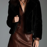 Abito Mini Zip-Up in Eco-Pelle Marrone Cioccolato