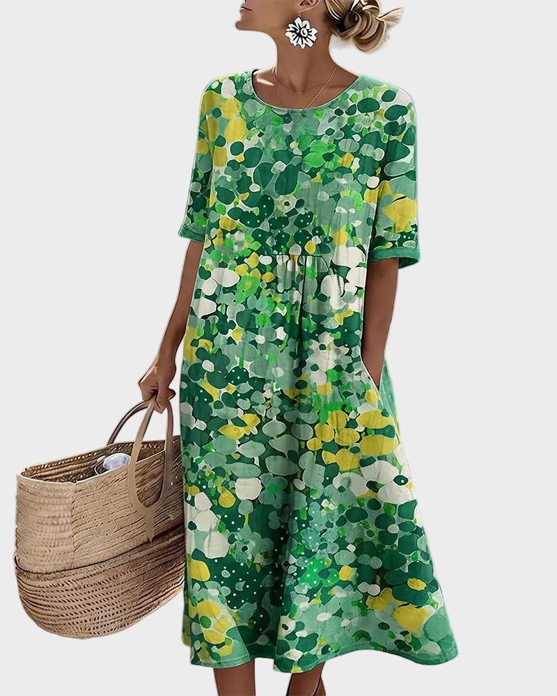Elena - Abito midi ampio e leggero a fiori