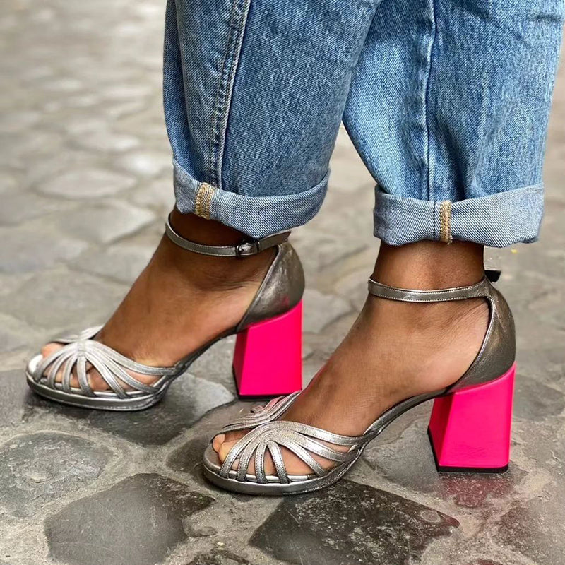 Seraphina™ - Sandali brillanti con tacco a blocco