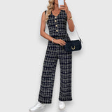 Gelsomina - Completo due pezzi con scollo a V e pantaloni coordinati