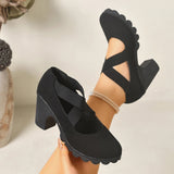 Scarpe Mary Jane da donna con plateau, cinturini incrociati e tacco alto