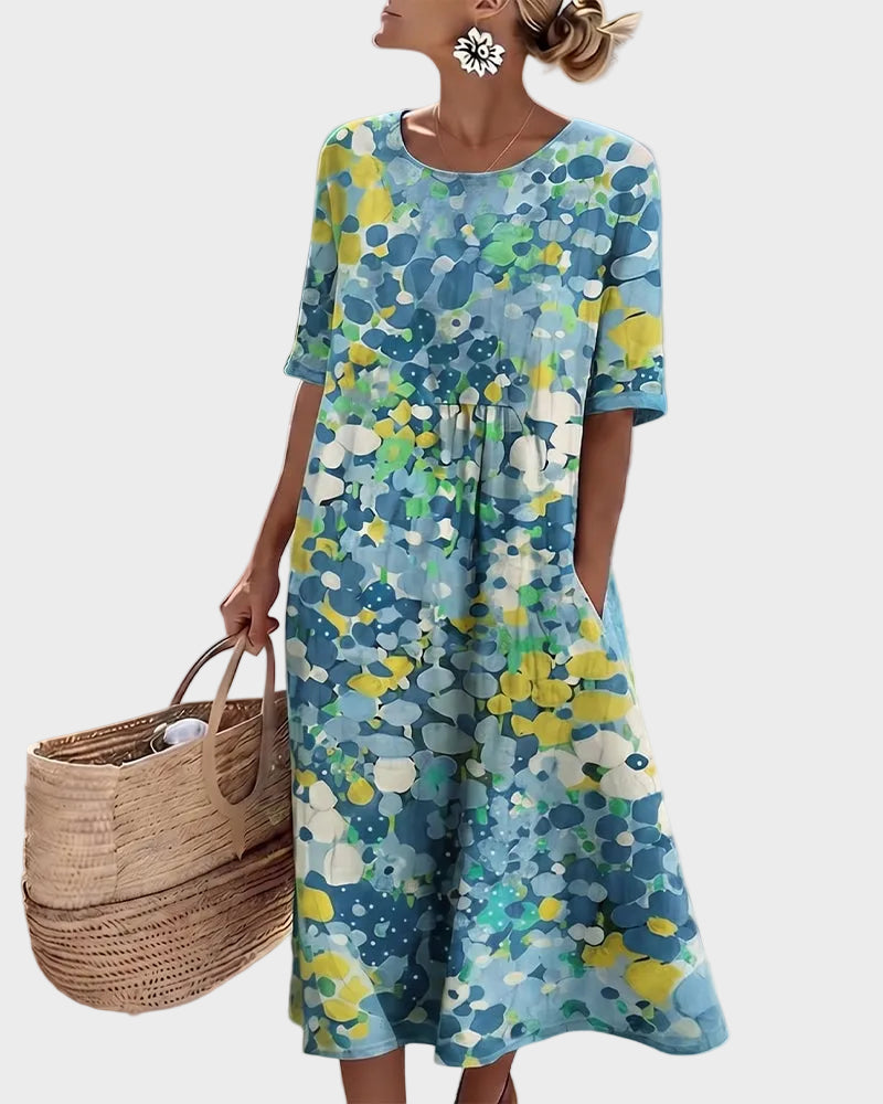 Elena - Abito midi ampio e leggero a fiori