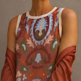Daniela - Abito lungo a fiori con gilet aderente