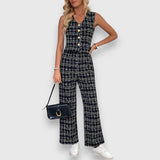 Gelsomina - Completo due pezzi con scollo a V e pantaloni coordinati
