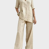 Susanna - Completo due pezzi con top a mezza manica e pantaloni dritti