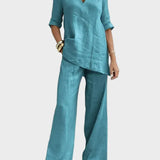 Susanna - Completo due pezzi con top a mezza manica e pantaloni dritti
