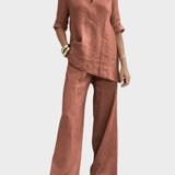 Susanna - Completo due pezzi con top a mezza manica e pantaloni dritti