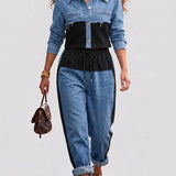 Natalia - Completo con giacca color block e pantaloni larghi
