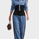 Natalia - Completo con giacca color block e pantaloni larghi