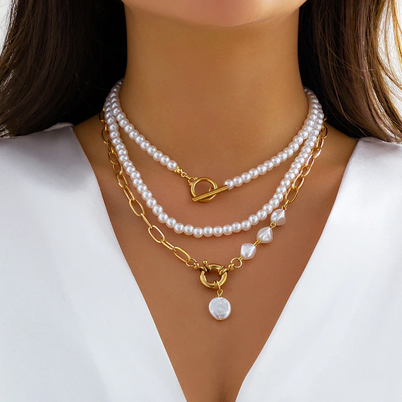 Collana di perle vintage a più fili